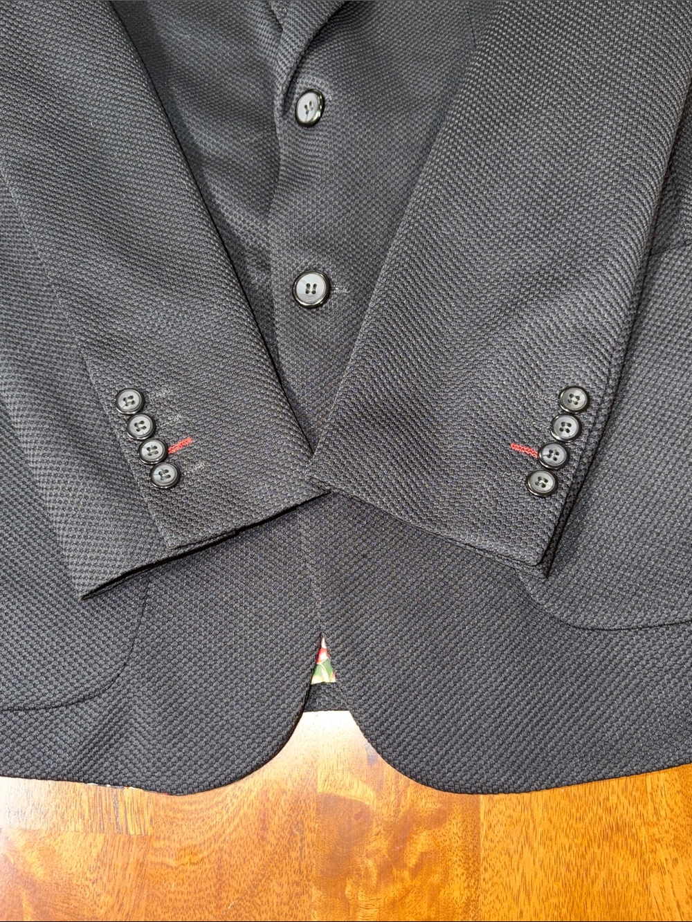The Tailored Sportsman Black Textured Blazer with Red Accent Stitching - Picture 6 of 12